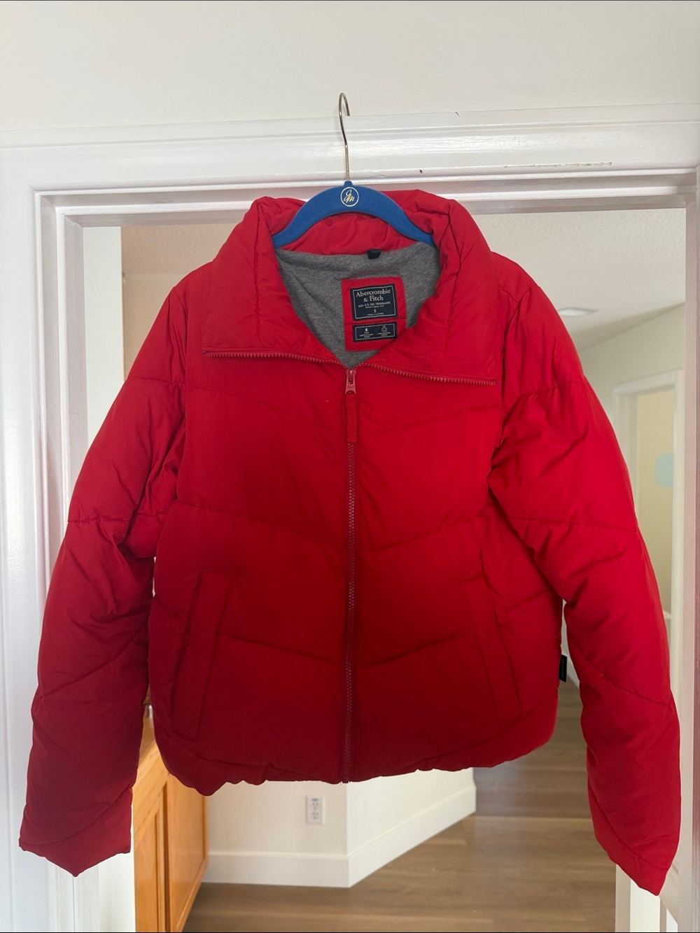 Abercrombie & Fitch Bright Red Women's Puffer Coat